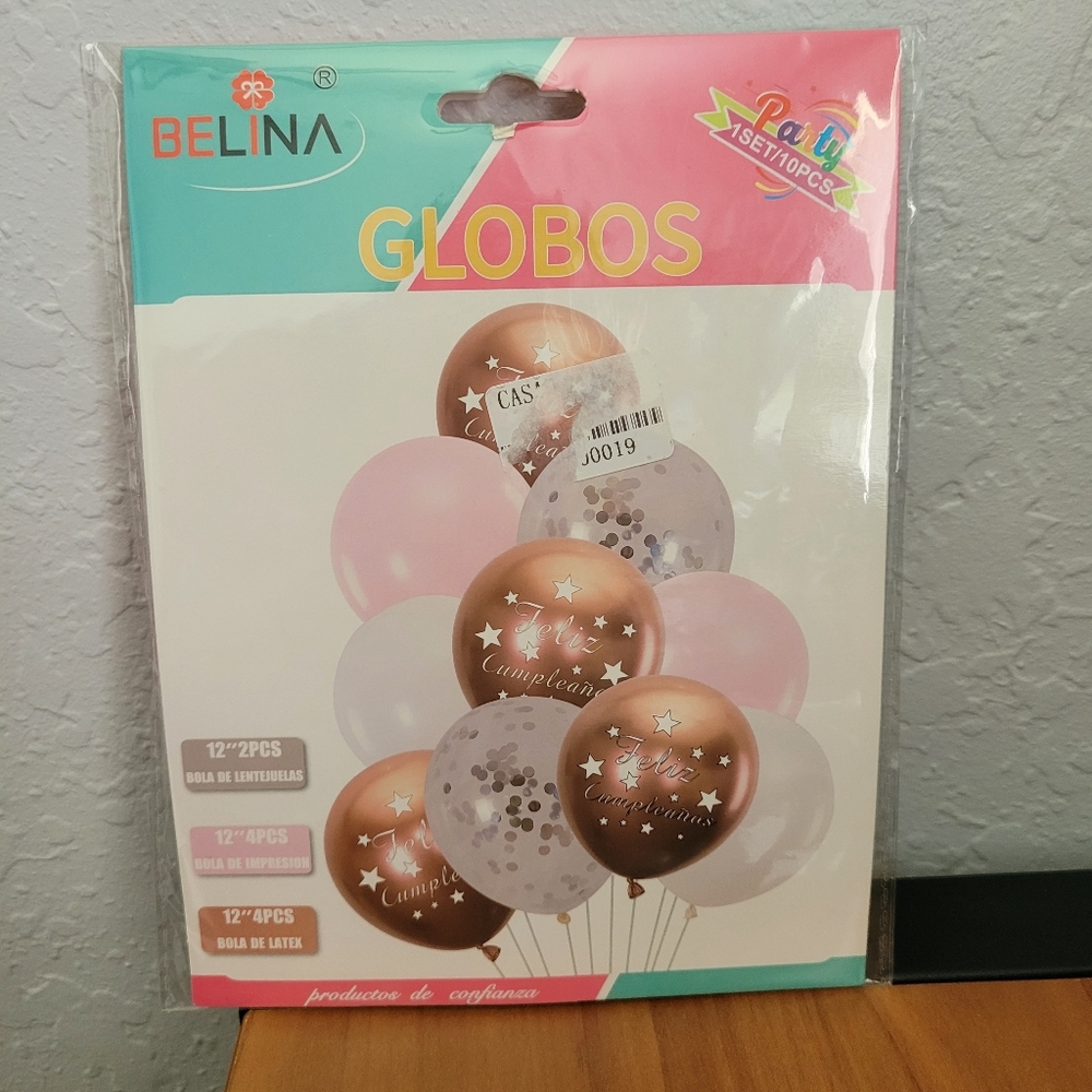 10 pcs Feliz Cumpleamos Party Balloon